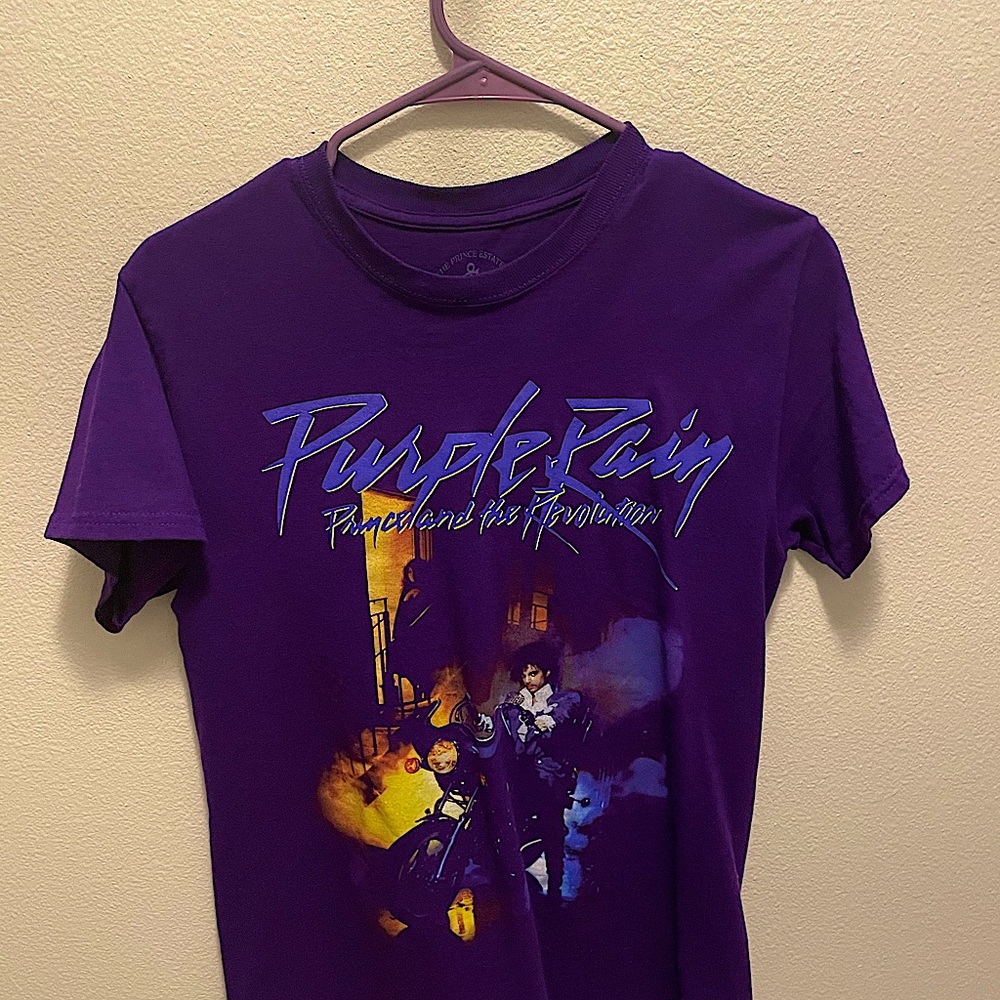 Graphic tee, very trendy shirt . Purple rain